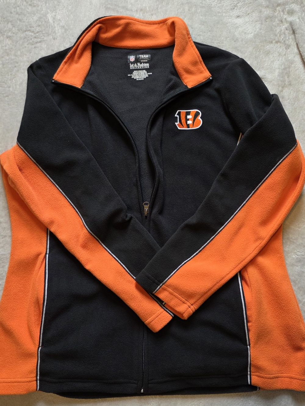 NFL Cincinnati Bengals Black & Orange Fleece Utility Jacket